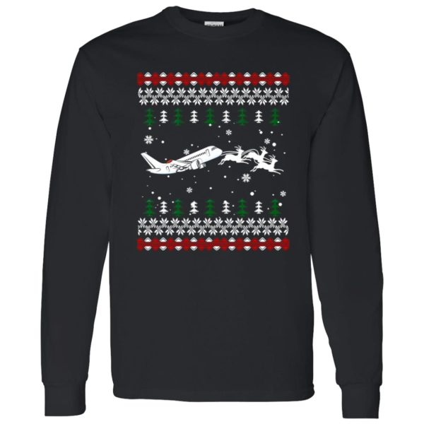 Reindeer With Plane Pilot Ugly Christmas Shirt