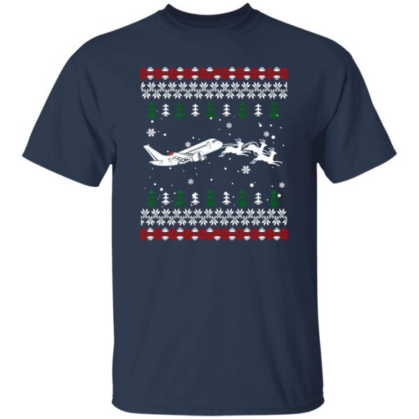 Reindeer With Plane Pilot Ugly Christmas Shirt