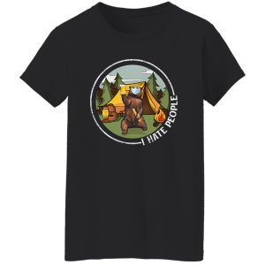 Bear Camping I Hate People Quarantine Shirt