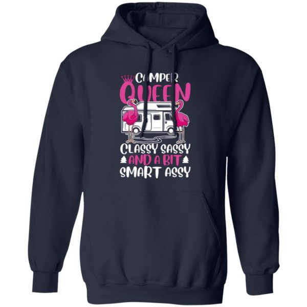 Camper Queen Classy Sassy And A Bit Smart Assy Pink Flamingo Camping Lover Shirt