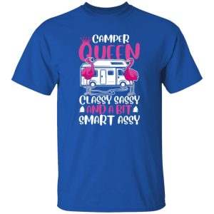 Camper Queen Classy Sassy And A Bit Smart Assy Pink Flamingo Camping Lover Shirt