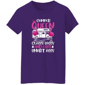 Camper Queen Classy Sassy And A Bit Smart Assy Pink Flamingo Camping Lover Shirt