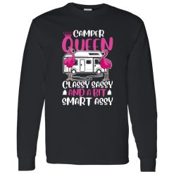 Camper Queen Classy Sassy And A Bit Smart Assy Pink Flamingo Camping Lover Shirt