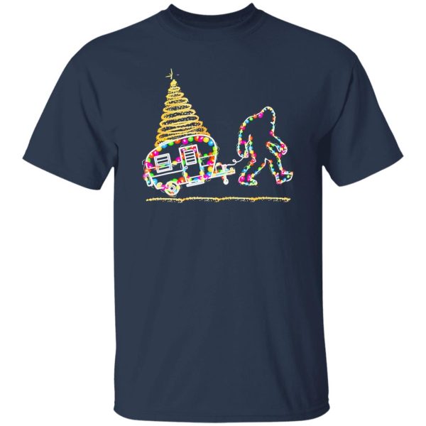 Bigfoot With Camping Car And Xmas Tree for Christmas Shirt