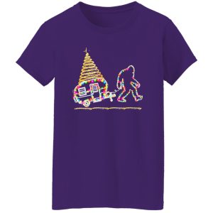 Bigfoot With Camping Car And Xmas Tree for Christmas Shirt