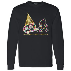 Bigfoot With Camping Car And Xmas Tree for Christmas Shirt