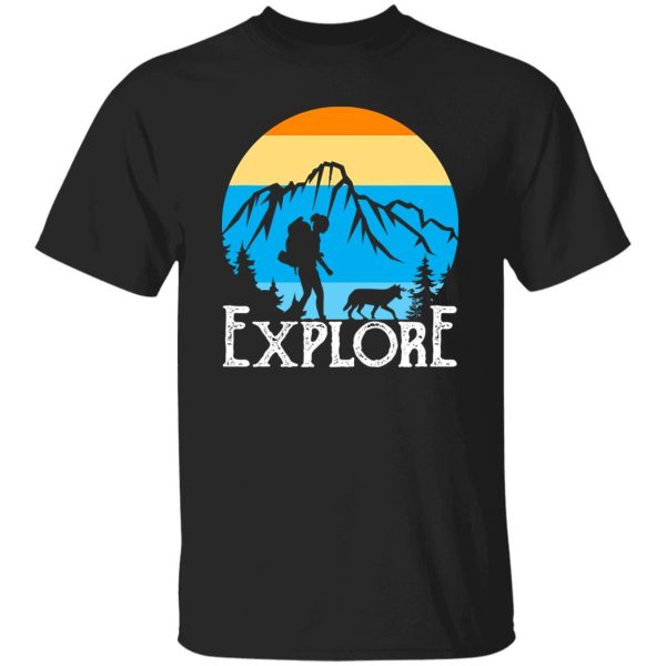 Explore Hiking Girl and Dog Mountain Digital Art for Hiking and Camping Lover Shirt