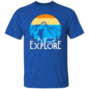 Explore Hiking Girl and Dog Mountain Digital Art for Hiking and Camping Lover Shirt