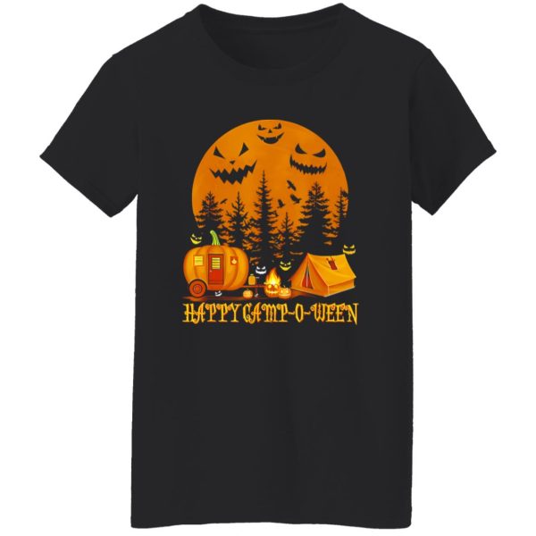 Happy Camp-O-Ween Scary Faces and Blood Moon Halloween Gift for Camping Lover Shirt