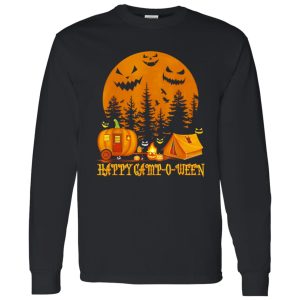 Happy Camp-O-Ween Scary Faces and Blood Moon Halloween Gift for Camping Lover Shirt