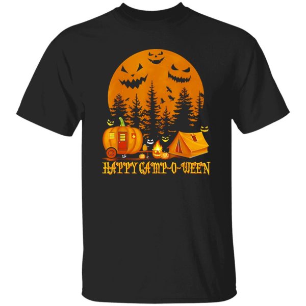 Happy Camp-O-Ween Scary Faces and Blood Moon Halloween Gift for Camping Lover Shirt