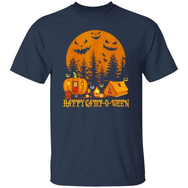 Happy Camp-O-Ween Scary Faces and Blood Moon Halloween Gift for Camping Lover Shirt