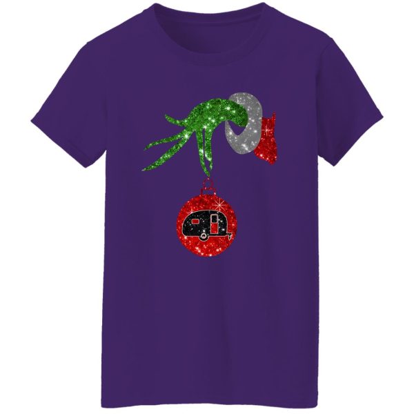 Grinch Hand Holding Camp Bus Christmas Shirt