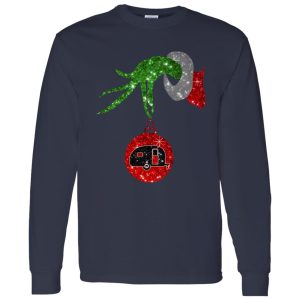 Grinch Hand Holding Camp Bus Christmas Shirt