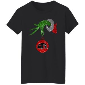 Grinch Hand Holding Camp Bus Christmas Shirt