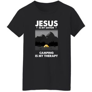 Jesus Is My Savior Camping Is My Therapy V2 Shirt