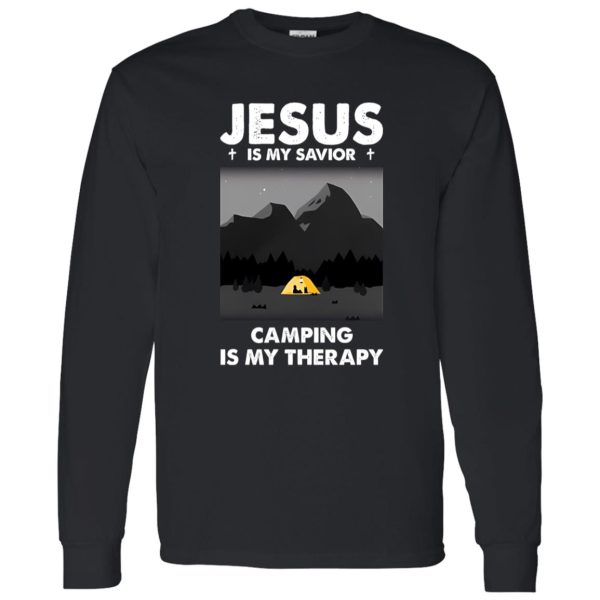 Jesus Is My Savior Camping Is My Therapy V2 Shirt