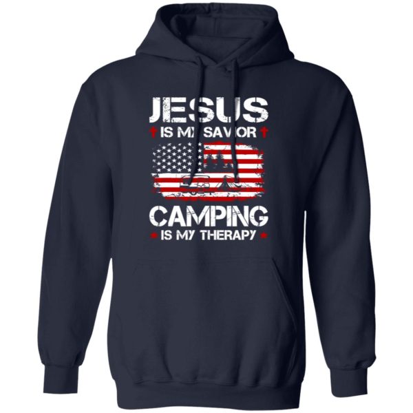 Jesus Is My Savior Camping Is My Therapy American Flag for Camp Lover Shirt