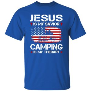 Jesus Is My Savior Camping Is My Therapy American Flag for Camp Lover Shirt