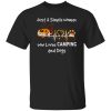 Just A Simple Woman Who Loves Camping and Dogs Heartbeat My Favorite Things Shirt