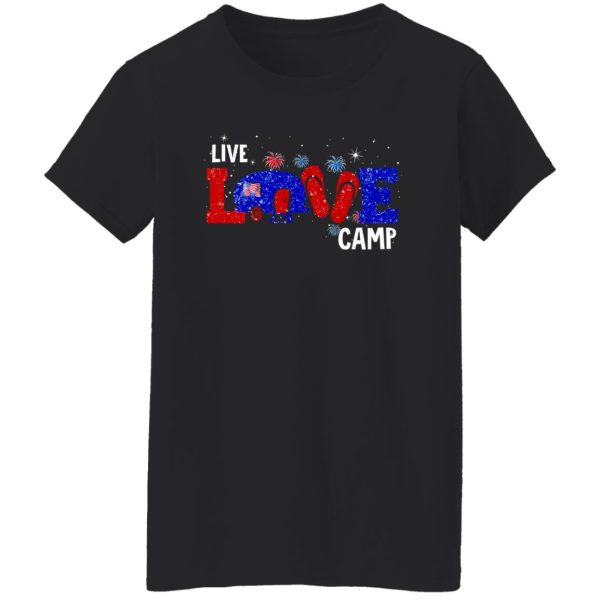 Live Love Camp Glitter for Patriotic Camping Lover Shirt