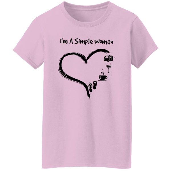 I’m A Simple Woman I Love Camping Wine Coffee And Flip Flops Shirt