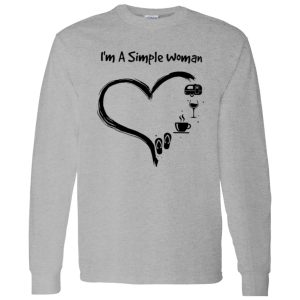 I’m A Simple Woman I Love Camping Wine Coffee And Flip Flops Shirt