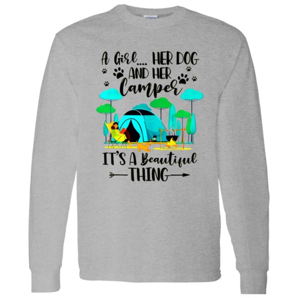 A Girl Her Dog And Her Camper It’s A Beautiful Thing For Camping Lovers Shirt