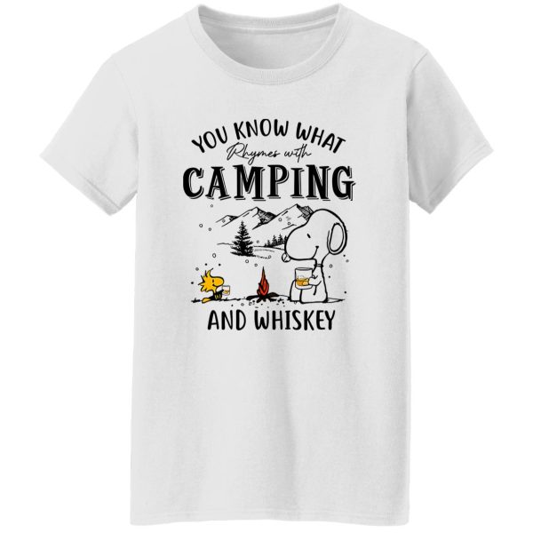 Snoopy You Know What Rhymes With Camping And Whiskey Shirt