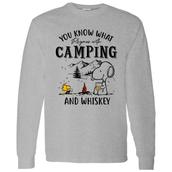 Snoopy You Know What Rhymes With Camping And Whiskey Shirt