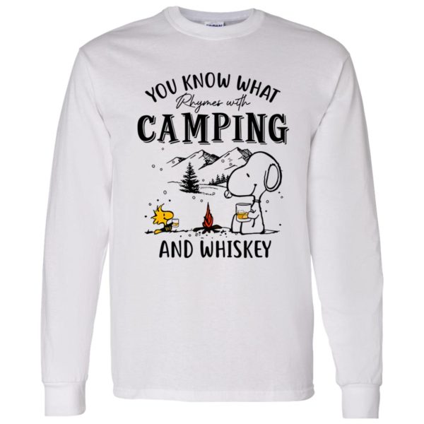 Snoopy You Know What Rhymes With Camping And Whiskey Shirt