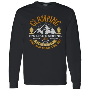 Glamping It’s Like Camping with Electricity Wine and Much Less Dirt V2 Shirt