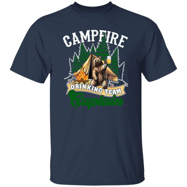 Campfire Drinking Team Captain Bear Drinking Beer For Camping Lovers Shirt