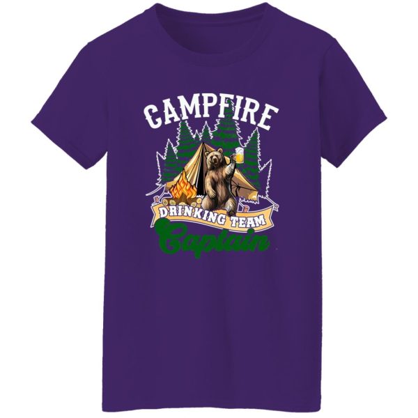 Campfire Drinking Team Captain Bear Drinking Beer For Camping Lovers Shirt