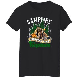 Campfire Drinking Team Captain Bear Drinking Beer For Camping Lovers Shirt