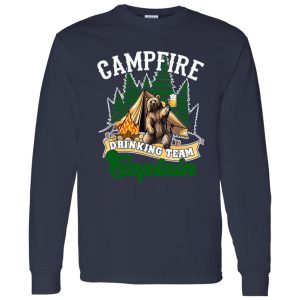 Campfire Drinking Team Captain Bear Drinking Beer For Camping Lovers Shirt