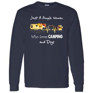 Camping Car Heartbeat And Dog Paw Just A Simple Woman Who Loves Shirt