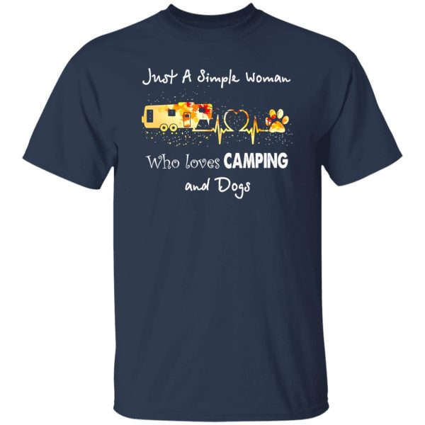 Camping Car Heartbeat And Dog Paw Just A Simple Woman Who Loves Shirt