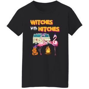 Flamingo Camping Witches With Hitches for Halloween Shirt