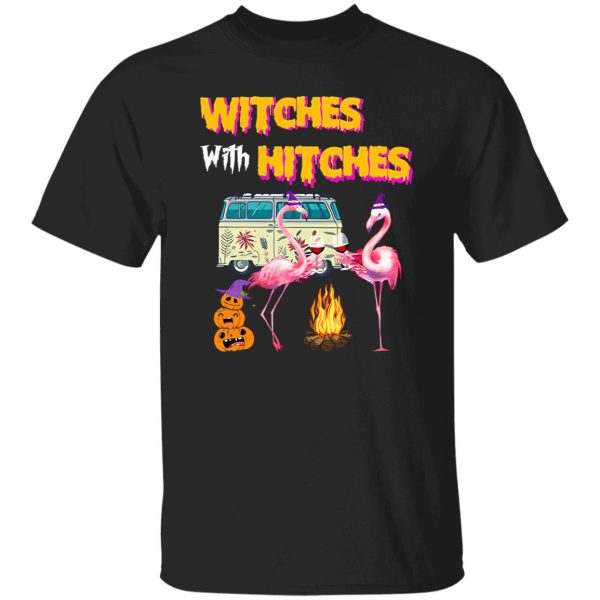 Flamingo Camping Witches With Hitches for Halloween Shirt