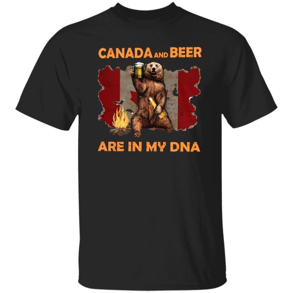 Canada and Beer Are In My DNA Funny Bear with Beer Canadian Flag and Shirt