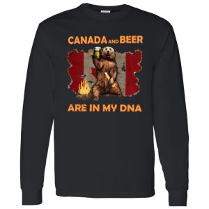 Canada and Beer Are In My DNA Funny Bear with Beer Canadian Flag and Shirt