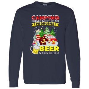 Bear Camping Solves Most Of My Problems Beer Solves The Rest for Christmas Shirt