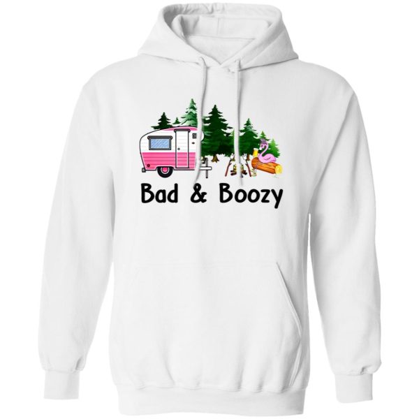 Bad And Boozy Flamingo Drinking Beer Camping for Camp Lover Shirt