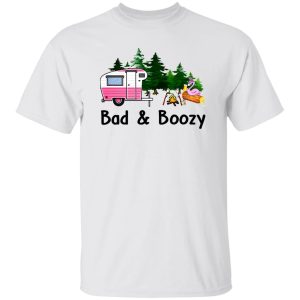 Bad And Boozy Flamingo Drinking Beer Camping for Camp Lover Shirt