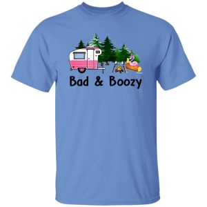 Bad And Boozy Flamingo Drinking Beer Camping for Camp Lover Shirt