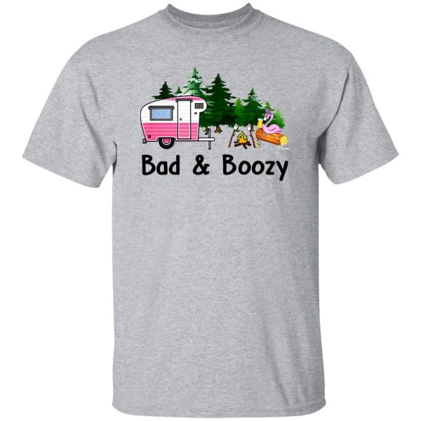 Bad And Boozy Flamingo Drinking Beer Camping for Camp Lover Shirt