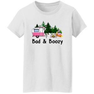 Bad And Boozy Flamingo Drinking Beer Camping for Camp Lover Shirt