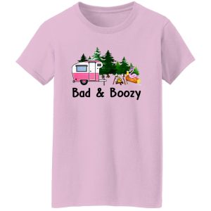 Bad And Boozy Flamingo Drinking Beer Camping for Camp Lover Shirt