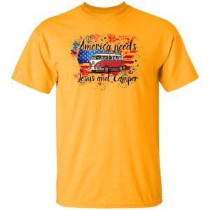 America Needs Jesus and Camper Hippie Van Shirt